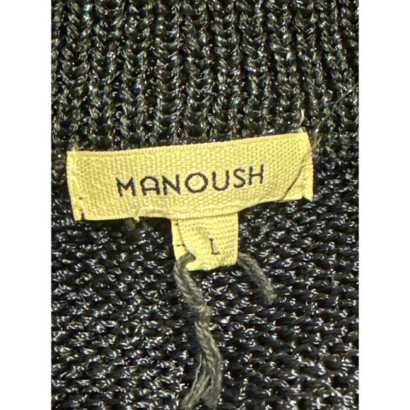 Manoush Blue Metallic Pearl Button Short Sleeve Knit Midi Sweater Shirt Dress L - Picture 4 of 5